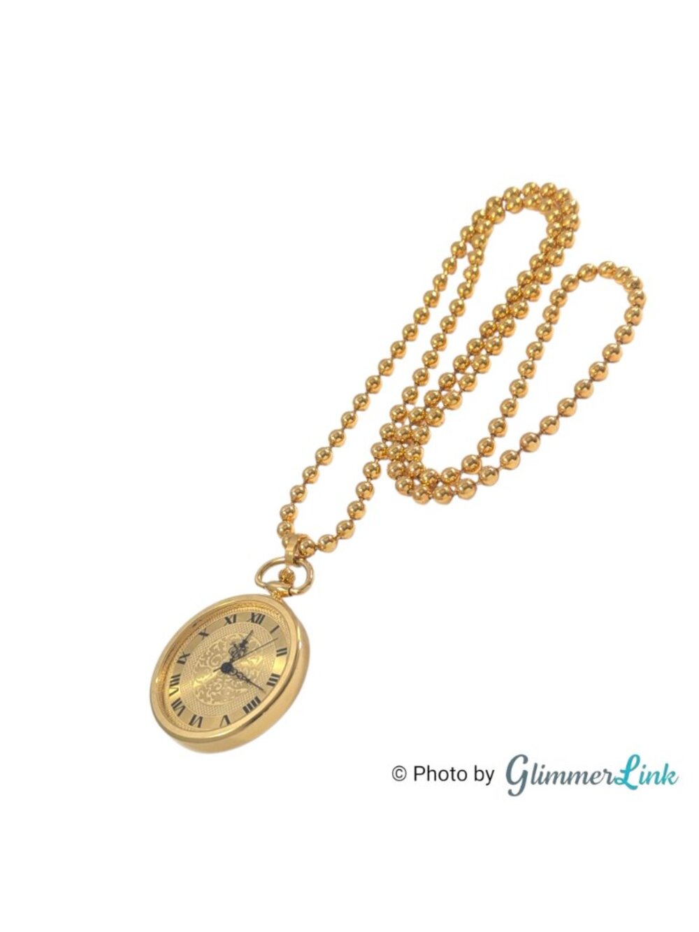 Vintage Le Baron Pendant Watch Necklace Gold Tone Roman Numeral 27 Inch - Picture 10 of 11